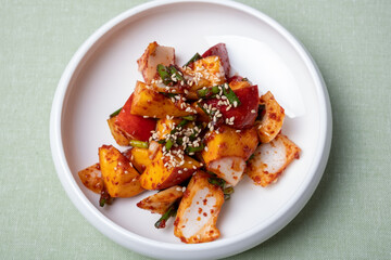 Korean kimchi made with peaches