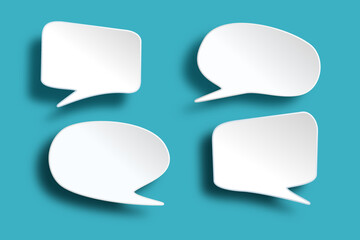 set of speech bubbles on blue   background. message box outline cartoon vector illustration design. Balloon doodle style of thinking sign symbol