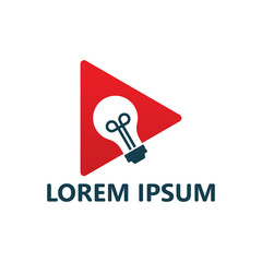 Bulb idea video play logo template design vector