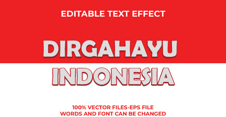 Editable text effect dirgahayu style , 3d creative and minimal font style