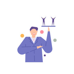 metaphor of a fair boss towards his employees or subordinates. a good and impartial leader. flat cartoon illustration. vector concept design