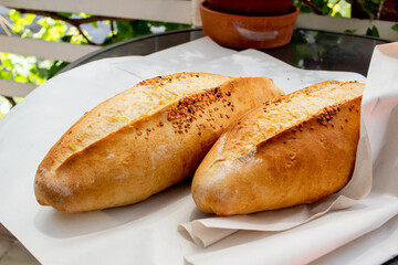 Picture showing Turkish bread loafs on table