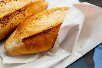 Picture showing Turkish bread loafs on table