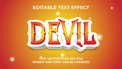 Editable text effect devil , 3d creative and minimal font style