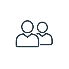 Two users icon isolated on a white background.  Friends line vector icon.  Two-user symbol for web and mobile apps.