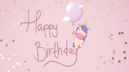 Fototapeta na wymiar Birthday card with unicorn