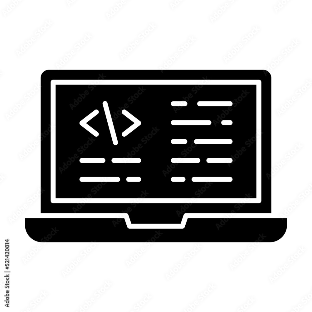 Poster laptop coding glyph icon