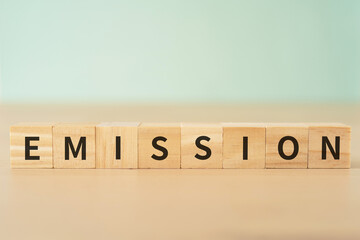 排出・放出のイメージ｜「EMISSION」と書かれたブロック

