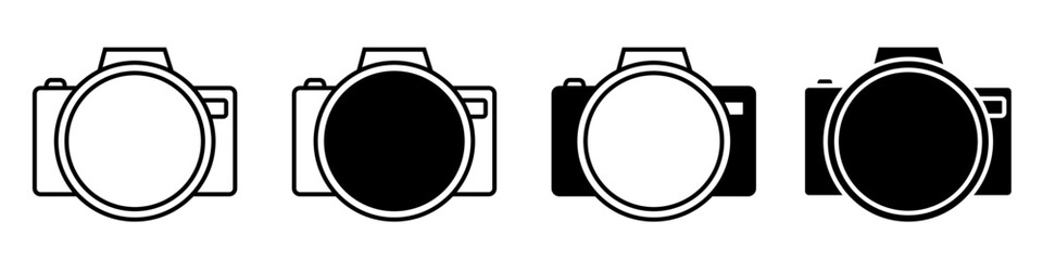 Photo camera icon vector set. Photography studio illustration sign collection. film symbol. - obrazy, fototapety, plakaty