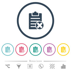 Note cancel flat color icons in round outlines