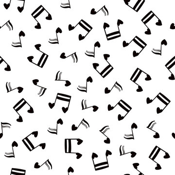 Cute music notes cartoon doodle pattern