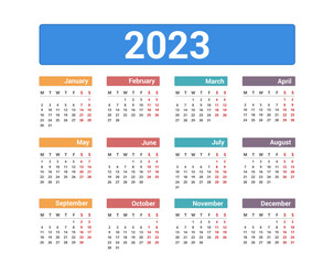 2023 Calendar, week starts on Monday