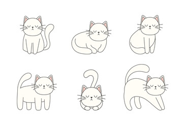 Fototapeta premium Collection hand drawn cute cats. Perfect for scrapbooking, greeting card, poster, sticker kit.