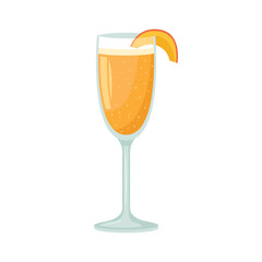 Vector illustration of a club alcoholic cocktail. Bellini