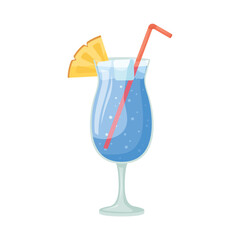 Vector illustration of a club alcoholic cocktail. Blue Lagoon