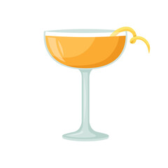 Vector illustration of a club alcoholic cocktail. Sidecar