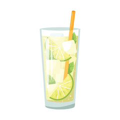 Vector illustration of a club alcoholic cocktail. Mojito