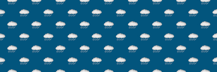 Blue sky and clouds with rain, seamless pattern background.