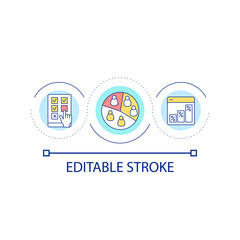 Target audience segmentation loop concept icon. Customer segments analysis abstract idea thin line illustration. Measuring profitability. Isolated outline drawing. Editable stroke. Arial font used
