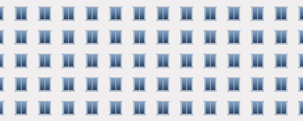 Seamless pattern of blue window frames on white background.