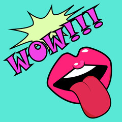 female mouth with tongue vector illustration