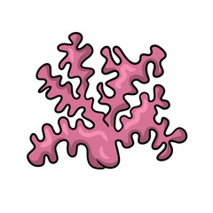 A sprig of pink coral, inhabitants of the tropical sea, vector illustration in cartoon style