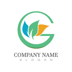 Green leaf illustration nature logo design