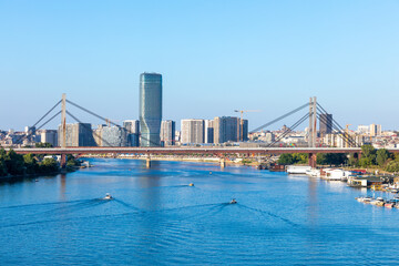 View to Belgrade City Center from Ada Bridge