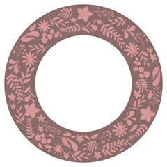 Floral Wreath branch. Floral round frame of twigs, leaves and flowers. for the Valentine's day, wedding decor, wedding invitation, branding, boutique logo label. round frame of flowers