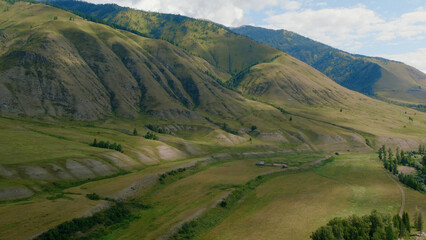 Obraz premium Aerial view from on mountains of Ak-Kem in Altai