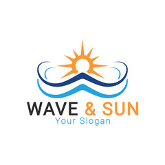 Wave Sun Logo, Sun and sea logo, Sunset Logo template
