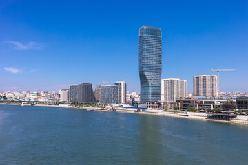 Skyscaper Belgrade Tower in Belgrade Watefront City Center from Gazela Bridge