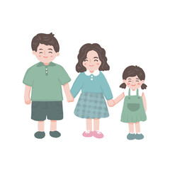 Happy family, dad, mom and kid