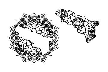 Mandala cut file creative silhouettes set on white background. Map of Abkhazia