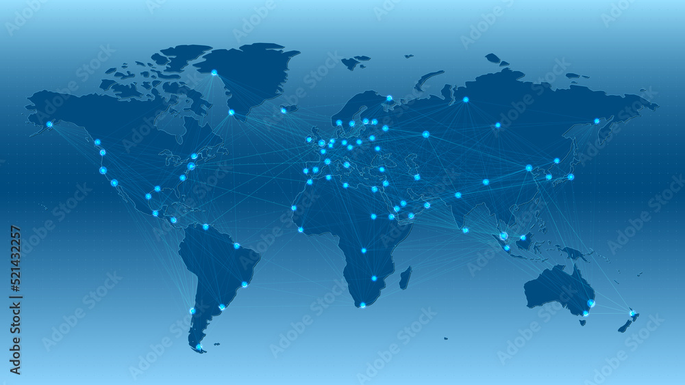 Poster map world with line connected/world map, countries cities are connected by lines. technology backgro
