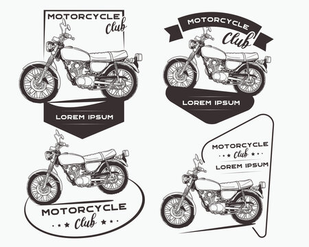 vintage motorcycle club logo set
