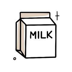 Paper bag of milk doodle Clipart in black and beige Vector illustration in hand drawn style
