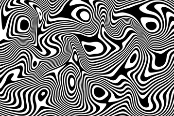 Abstract fluid pattern. Fluid wavy lines. Dynamic liquid. Retro background vector print - 521437235