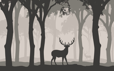 Best Reindeer In Forest Vector Illustration With Soft Colors