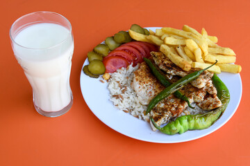 Chicken wings barbeque in a dish with BBQ grill sauce . Izgara tavuk kelebek sis kanat. Tavuk sis, gogus.