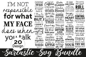 Huge funny sarcastic quotes SVG cut files typography design bundle