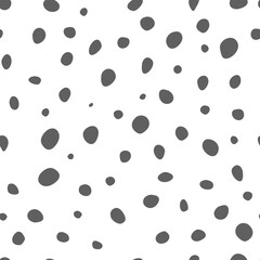 Vector illustration. Spotted grey, black and white background. Geometric abstract pattern with hand drawn circles. Randomly scattered dots of irregular shape.