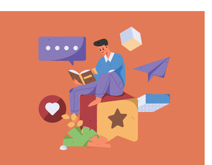 Seriously study character flat vector concept operation illustration
