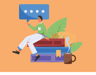 Seriously study character flat vector concept operation illustration
