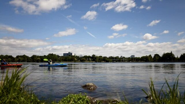 Kayakers on Dow's Lake in Ottawa, Ontario