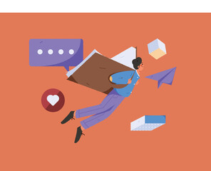 Seriously study character flat vector concept operation illustration
