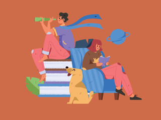 Seriously study character flat vector concept operation illustration
