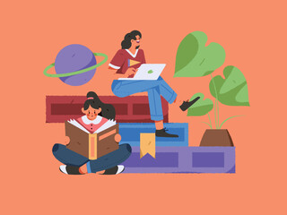 Seriously study character flat vector concept operation illustration

