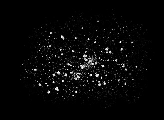 A scattering of crystals of sugar or salt. Realistic vector illustration isolated on transparent background.