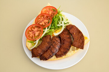 Grilled chili, tomato and sucuk between bread. ( Sucuk ekmek ) 